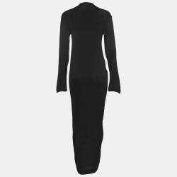Bottega Veneta Black Mesh Drawstring Detail Dress S