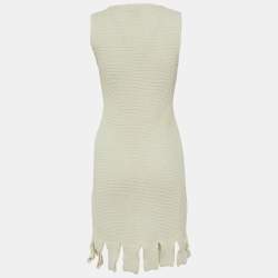 Bottega Veneta Off-White Crochet Knit Sleeveless Mini Dress S 