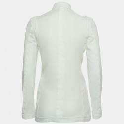 Bottega Veneta Off-White Perforated Cotton Single Breasted Jacket M