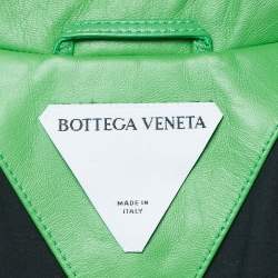 Pre Owned Bottega Veneta Green Lambskin Leather Trench Coat S