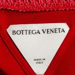 Bottega Veneta Red Contrast Knit Collar Piqué Knit Polo T-Shirt XS