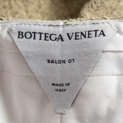 Pre Owned Bottega Veneta Cream Tweed Straight Leg Trousers S