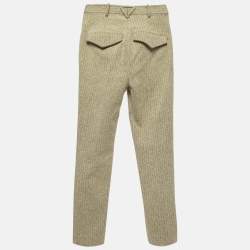 Pre Owned Bottega Veneta Cream Tweed Straight Leg Trousers S