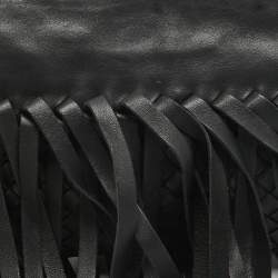 Bottega Veneta Black Intrecciato Leather Fringe Clutch