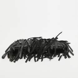 Bottega Veneta Black Intrecciato Leather Fringe Clutch