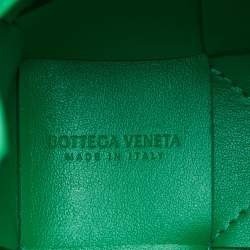 Pre Owned Bottega Veneta Green Intrecciato Leather Mini Cassette Bucket Bag