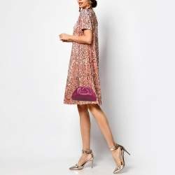 Pre Owned Bottega Veneta Purple Leather Mini The Pouch Bag
