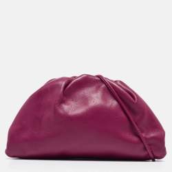 Pre Owned Bottega Veneta Purple Leather Mini The Pouch Bag