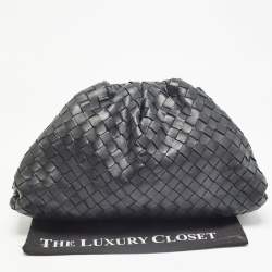 Pre Owned Bottega Veneta Black Intrecciato Leather Classic Pouch