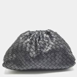 Pre Owned Bottega Veneta Black Intrecciato Leather Classic Pouch