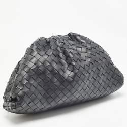 Pre Owned Bottega Veneta Black Intrecciato Leather Classic Pouch
