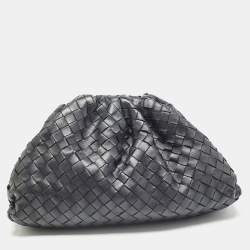 Pre Owned Bottega Veneta Black Intrecciato Leather Classic Pouch
