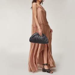 Pre Owned Bottega Veneta Black Intrecciato Leather Classic Pouch