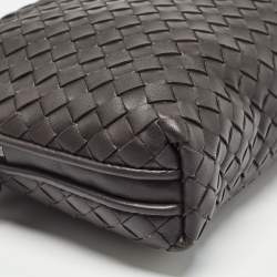 Pre Owned Bottega Veneta Dark Brown Intrecciato Leather Nodini Crossbody Bag