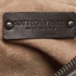 Pre Owned Bottega Veneta Dark Brown Intrecciato Leather Nodini Crossbody Bag