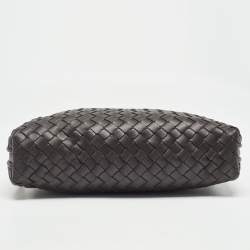Pre Owned Bottega Veneta Dark Brown Intrecciato Leather Nodini Crossbody Bag