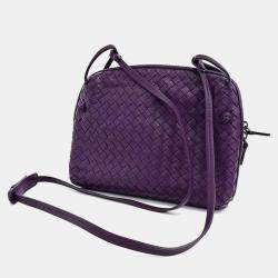 Bottega Veneta Purple Intrecciato Leather Nodini Crossbody Bag