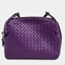 Bottega Veneta Purple Intrecciato Leather Nodini Crossbody Bag