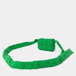 Pre Owned Bottega Veneta Green Candy Padded Cassette Bag