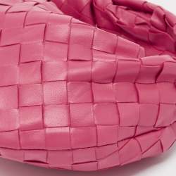 Pre Owned Bottega Veneta Pink Intrecciato Leather Mini Jodie Hobo
