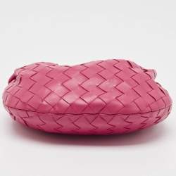 Pre Owned Bottega Veneta Pink Intrecciato Leather Mini Jodie Hobo