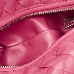 Pre Owned Bottega Veneta Pink Intrecciato Leather Mini Jodie Hobo