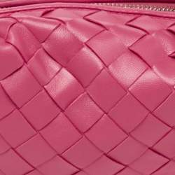 Pre Owned Bottega Veneta Pink Intrecciato Leather Mini Jodie Hobo