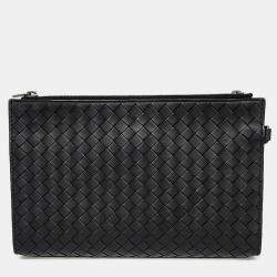 Bottega Veneta Black Leather Clutch