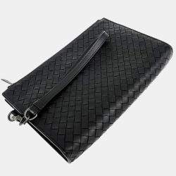 Bottega Veneta Black Leather Clutch