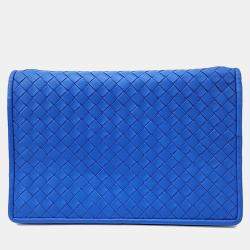 Bottega Veneta Blue Intrecciato Leather Mesh Crossbody Bag