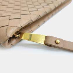 مملوكة مسبقًا Bottega Veneta Beige Intrecciato Leather Clutch