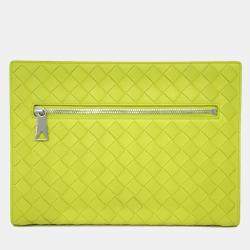 Bottega Veneta Green Intrecciato Leather Clutch