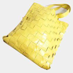 Bottega Veneta Yellow Leather Maxi Cassette Tote Bag