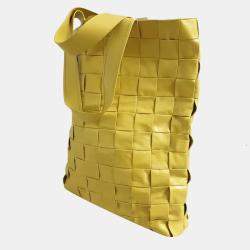 Bottega Veneta Yellow Leather Maxi Cassette Tote Bag