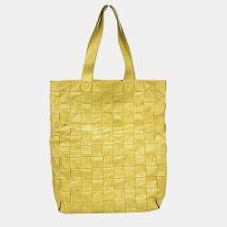 Bottega Veneta Yellow Leather Maxi Cassette Tote Bag