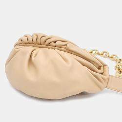 Pre Owned Bottega Veneta Beige Leather Belt Chain Pouch