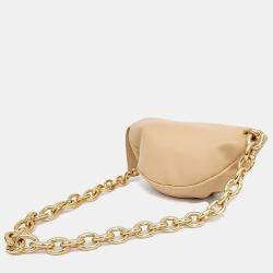 Pre Owned Bottega Veneta Beige Leather Belt Chain Pouch