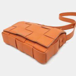 Bottega Veneta Orange Leather Cassette Shoulder Bag