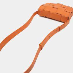 Bottega Veneta Orange Leather Cassette Shoulder Bag