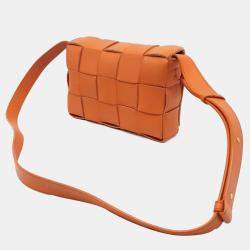 Bottega Veneta Orange Leather Cassette Shoulder Bag