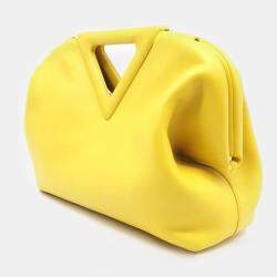 Pre Owned Bottega Veneta Yellow Leather Point Top Handle Bag