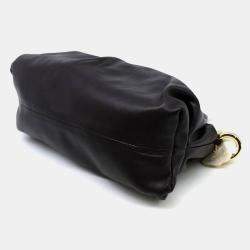 مملوكة مسبقًا Bottega Veneta Black Leather Teen Pouch Clutch