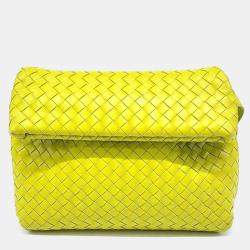 Bottega Veneta Yellow Nappa Intrecciato The Fold Crossbody Bag