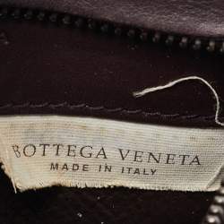 Pre Owned Bottega Veneta Dark Burgundy Intrecciato Leather Zip Card Holder