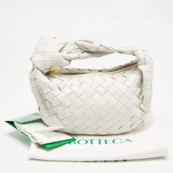Pre Owned Bottega Veneta White Intrecciato Leather Mini BV Jodie Hobo