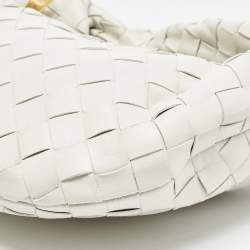 Pre Owned Bottega Veneta White Intrecciato Leather Mini BV Jodie Hobo