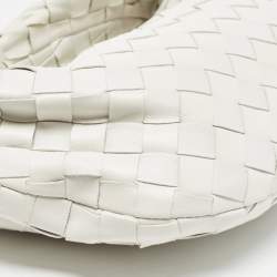 Pre Owned Bottega Veneta White Intrecciato Leather Mini BV Jodie Hobo