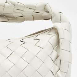 Pre Owned Bottega Veneta White Intrecciato Leather Mini BV Jodie Hobo