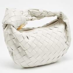 Pre Owned Bottega Veneta White Intrecciato Leather Mini BV Jodie Hobo