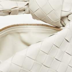 Pre Owned Bottega Veneta White Intrecciato Leather Mini BV Jodie Hobo